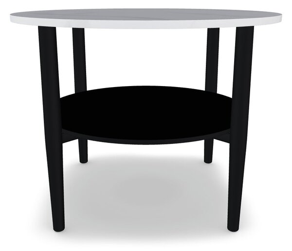 Masuta cafea ELLA A, alb cu efect de marmura/negru mat, PAL/metal, 80x
