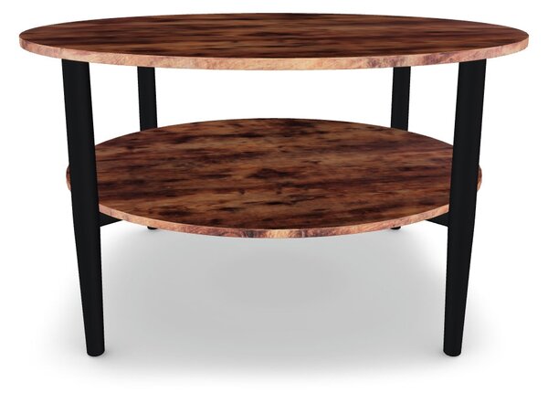 Masuta cafea ELLA A, maro rustic/negru mat, PAL/metal, 80x45 cm