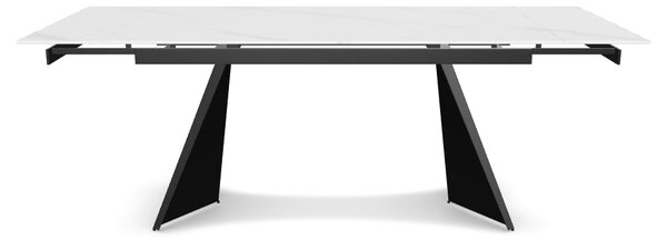 Masa extensibila LACONI, alb cu efect de marmura, ceramica/metal, 160/