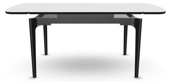 Masa extensibila SENTO, alb cu efect de marmura, ceramica/lemn, 120/18