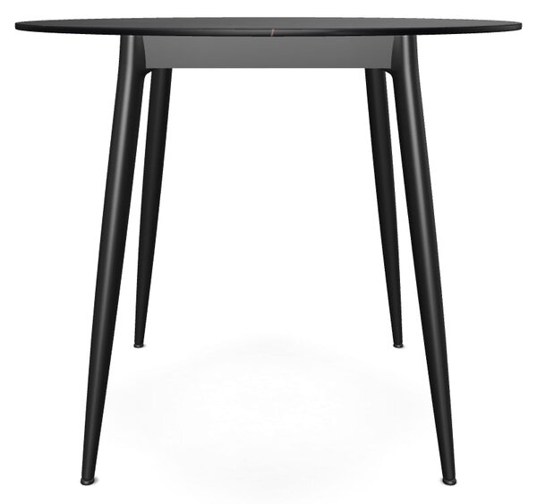Masa RION, negru mat cu efect de marmura, ceramica/metal, 90x90x76 cm