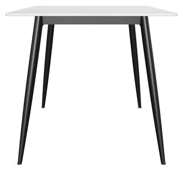 Masa RION, alb cu efect de marmura/negru, ceramica/metal, 80x80x76 cm