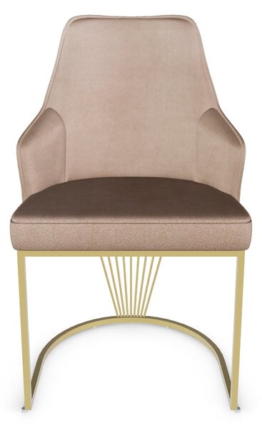 Scaun ALURE, bej inchis - Bluvel 28, stofa catifelata/metal, 52x64x89