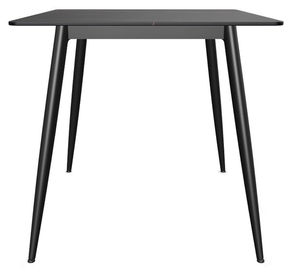 Masa RION, negru mat cu efect de marmura, ceramica/metal, 80x80x76 cm