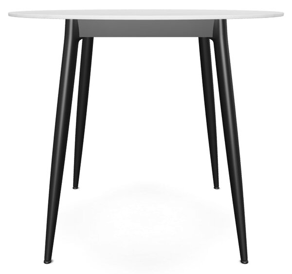 Masa RION, alb cu efect de marmura/negru, ceramica/metal, 90x90x76 cm