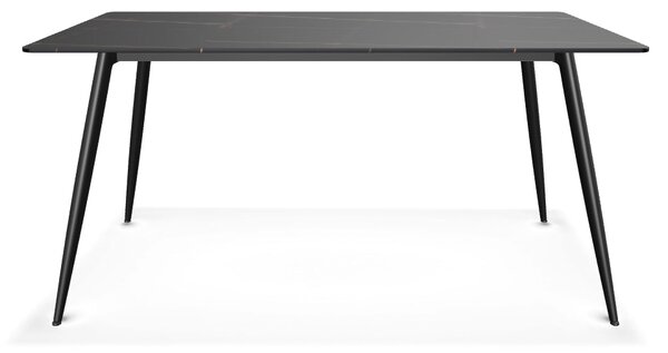 Masa RION, negru cu efect de marmura, ceramica/metal, 160x90x76 cm