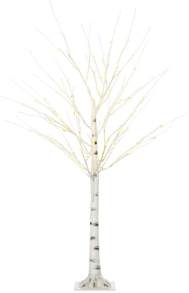 HOMCOM Pom de Crăciun cu Lumini LED și 12 Crengi pentru Interior și Exterior din PP și Metal, 22x22x150 cm, Alb | Aosom Romania