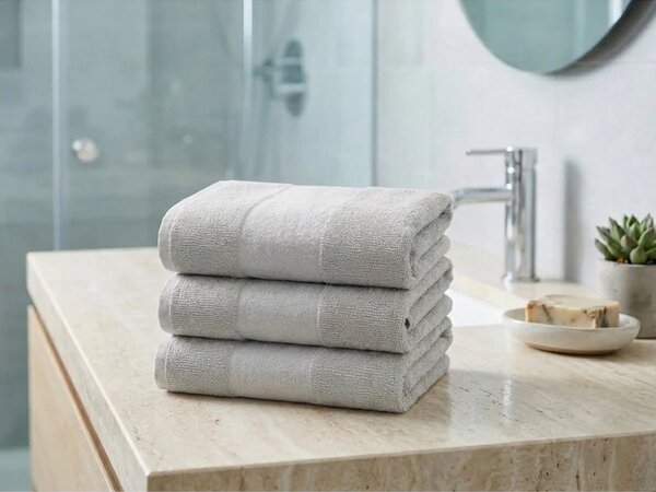 Set prosoape CARRARA 30x30 cm gri deschis 100% bumbac, 3 buc