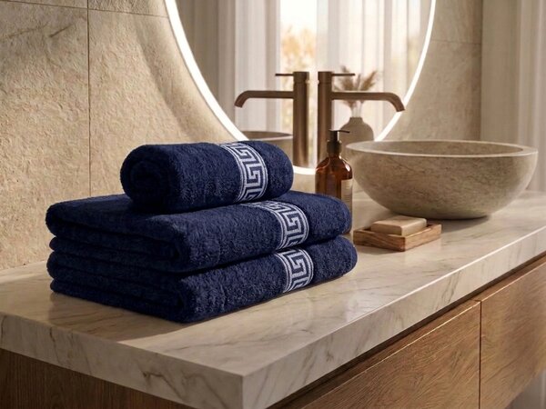 Prosop GREEK 50 x 90 cm albastru inchis, 100% bumbac