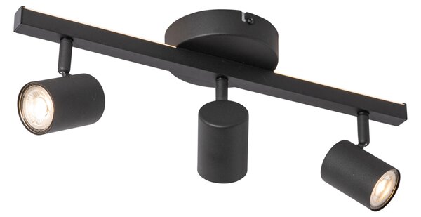 Spot de plafon negru GU10 50mm cu 3 lumini, inclusiv iluminare de fundal și comutator cu 3 căi - Back Up