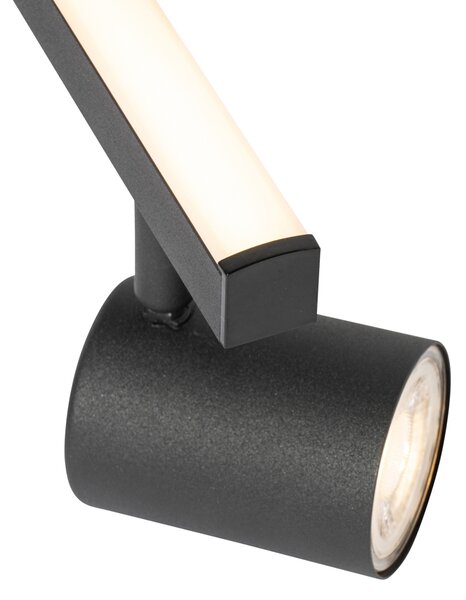 Spot de tavan negru GU10 50mm cu 2 lumini, inclusiv iluminare de fundal și comutator cu 3 căi - Back Up