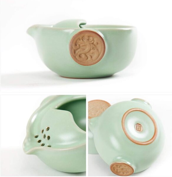 Set Tea for One 150 ml, ceainic si cupa din ceramica, verde turcoaz