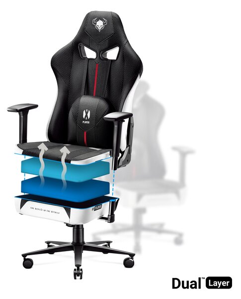 Scaun Gaming Diablo X-Player 2.0 Din Material Normal Size: Alb-Negru