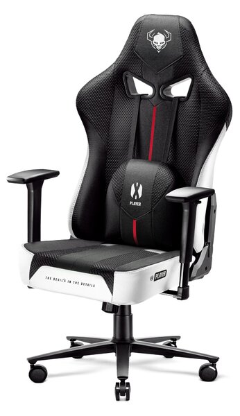 Scaun Gaming Diablo X-Player 2.0 Din Material Normal Size: Alb-Negru