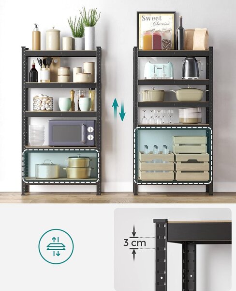 Set 2 rafturi Songmics Negru 150x75x30 cm