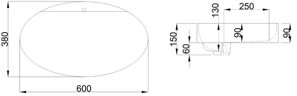 Invena Elara, lavoar de blat 600x380x165 mm, alb lucios, INV-CE-03-W60-Y Leták: https://cloud.invena.pl/s/nnXaZKg3crBrRkz/download?path=%2FPliki%20do…