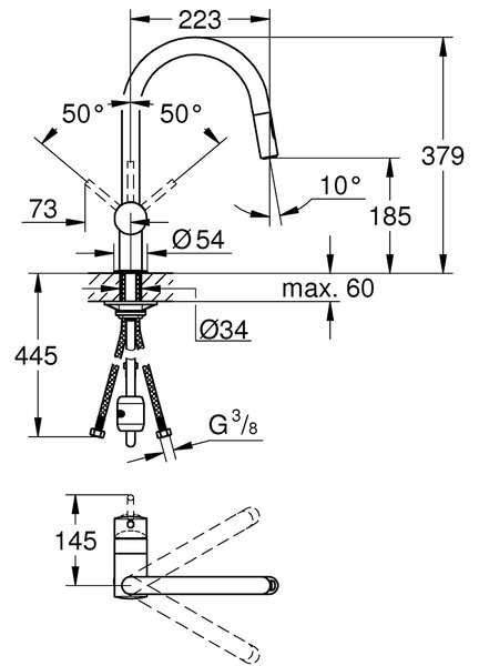 Grohe Minta baterie bucătărie pe picior aur/aur vechi 32321GN2