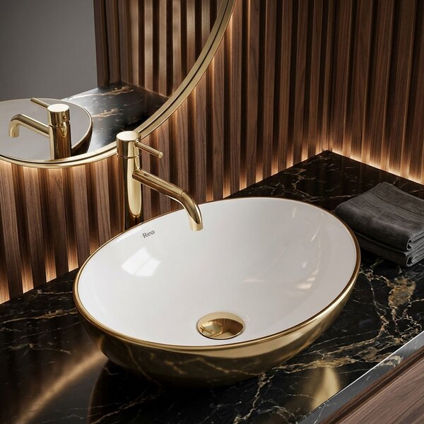 Lavoar pentru blat Rea Sofia Gold / Alb