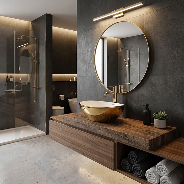 Lavoar pentru blat Rea Sofia Gold / Alb