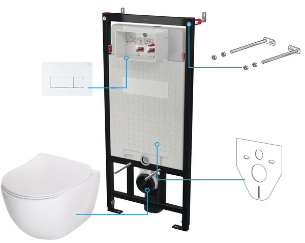 Deante Peonia set cadru și vas wc, capac+ buton de spălare CDEA6ZPW