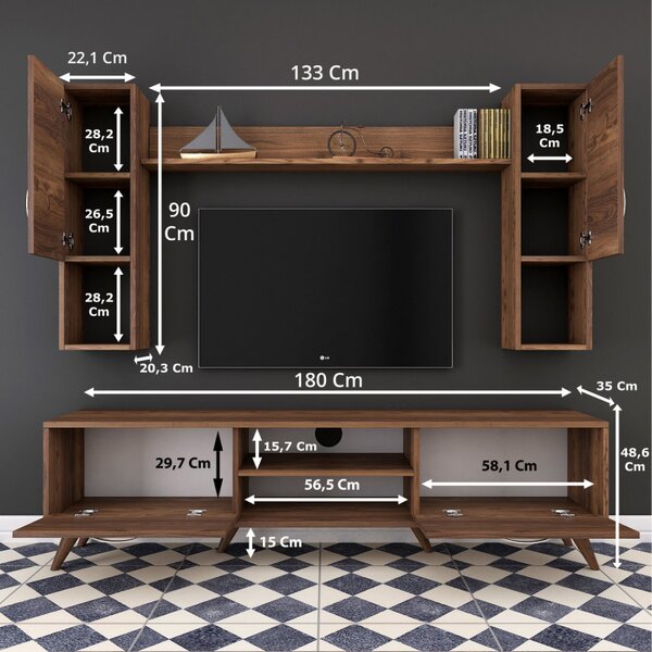 Ansamblu Comoda TV M27 Walnut