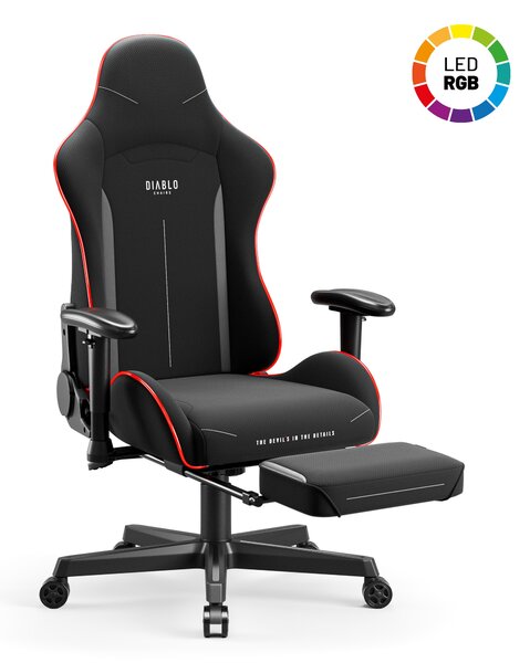 Scaun de gaming LED Diablo X-Starter: negru
