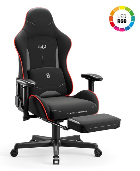 Scaun de gaming LED Diablo X-Starter: negru