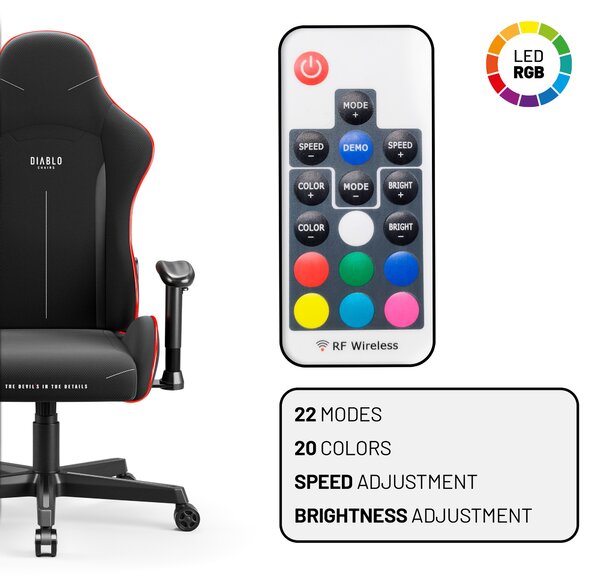 Scaun de gaming LED Diablo X-Starter: negru