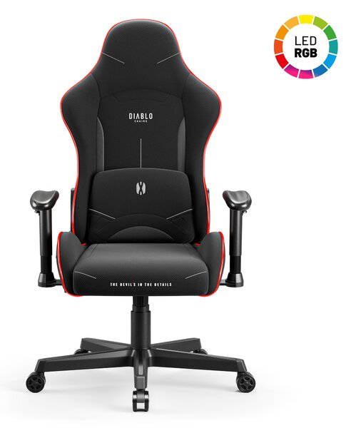 Scaun de gaming LED Diablo X-Starter: negru