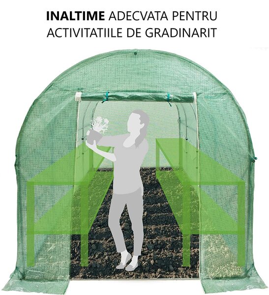 Sera gradina 8x3x2m tip tunel pentru legume, verde