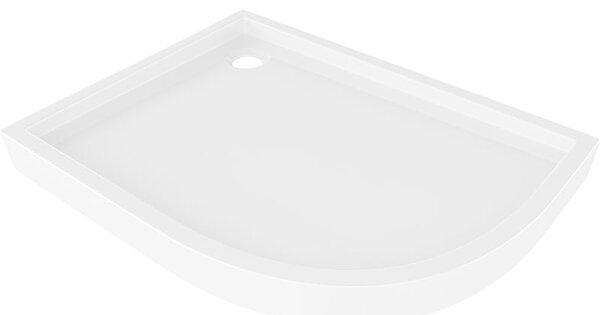 Mexen Flow+ cadă semicirculară asimetrică stânga 90 x 80 cm, luciu alb - 46Q108090LH