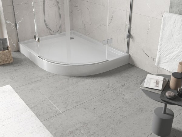 Mexen Flow+ cadă semicirculară asimetrică stânga 90 x 80 cm, luciu alb - 46Q108090LH
