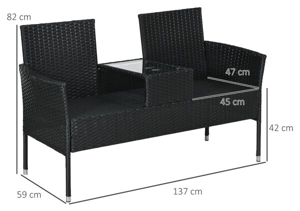 Outsunny Mobilier de Terasa pentru 2 Persoane cu Masa de Ceai