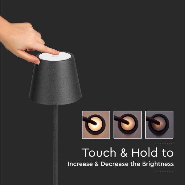 Lampă LED de podea 3în1, reglabilă, 4W, 5V, 4400mAh, 3000K, IP54, negru