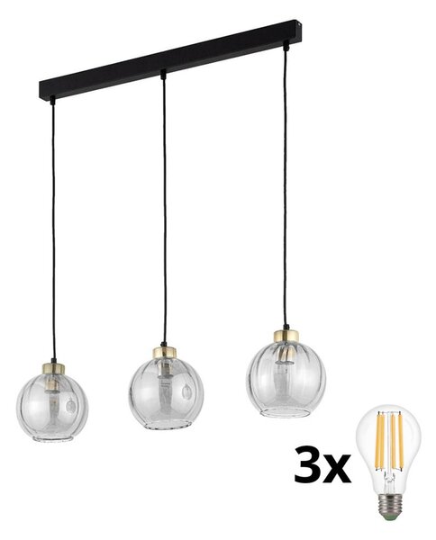 Lustră LED pe cablu DEVI 3xE27/15W/230V neagră/transparentă