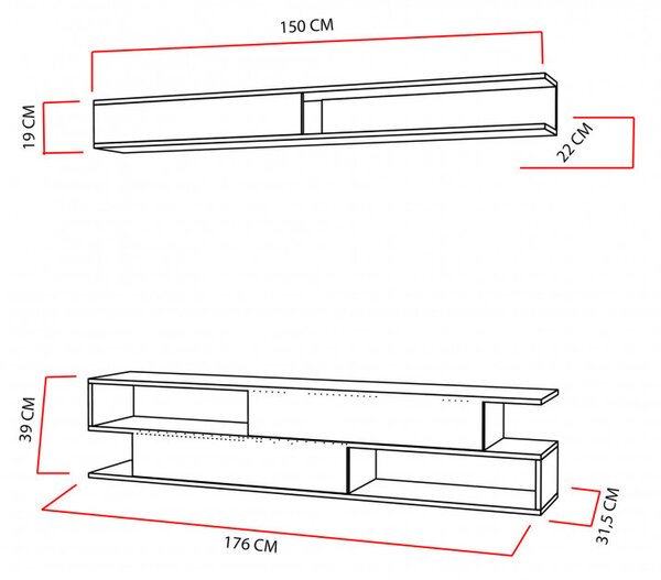 Ansamblu Comoda TV Sims Alb-Teak
