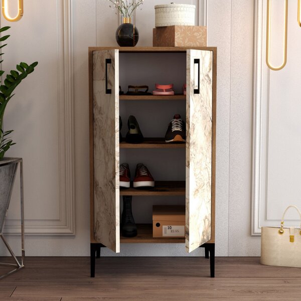 Dulap Pantofi Prag Walnut-Alb