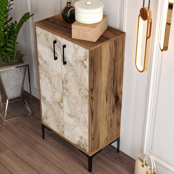 Dulap Pantofi Prag Walnut-Alb