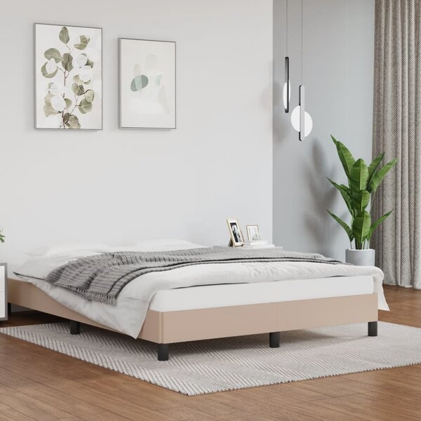 Cadru de pat, cappuccino, 140x190 cm, piele ecologică