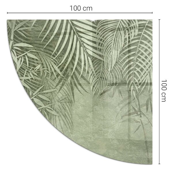 Placă semiovală din sticlă pentru șemineu Frunze tropicale pe fundal