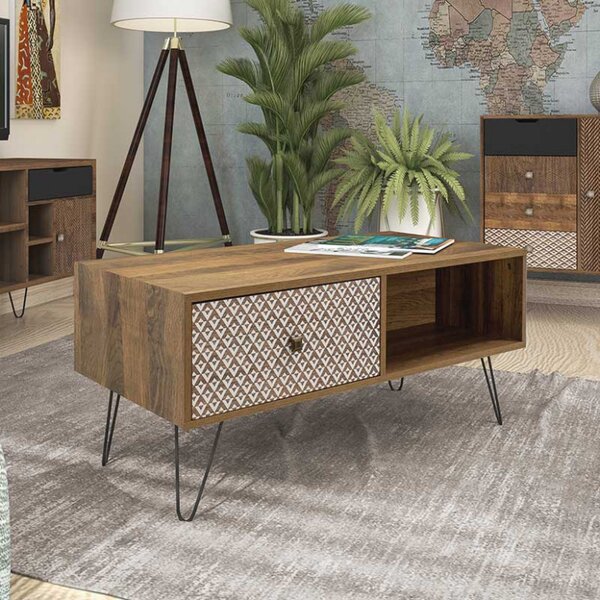 Masuta de Cafea Boho Walnut - Negru