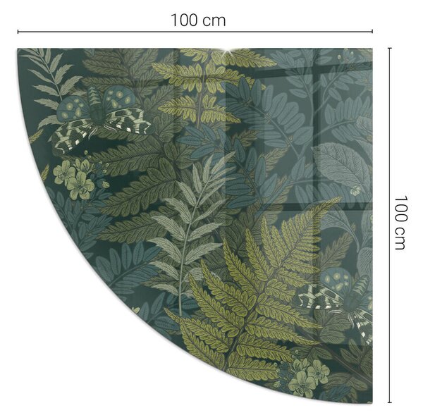 Sticlă semiovală sub sobă Modele de plante cu fluturi