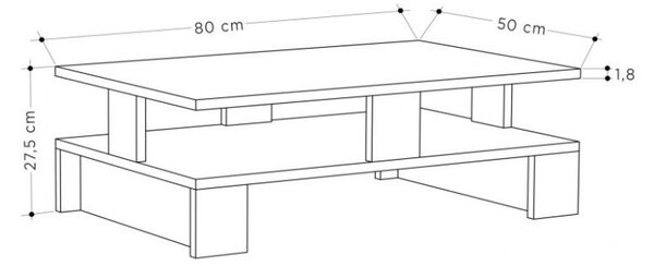 Masuta de Cafea Mansu Gri 80x50x27.5 cm