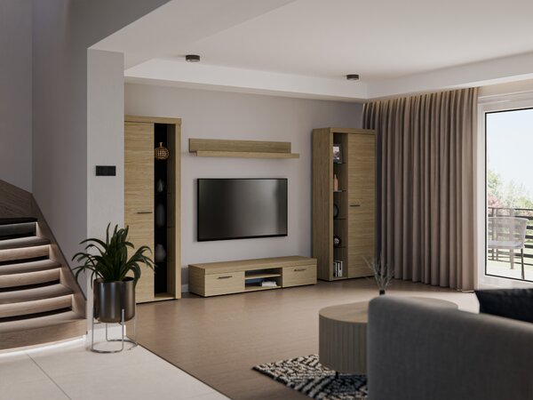 Mobilier living Rudby XL (stejar uleiat) (fără iluminat). 1138237