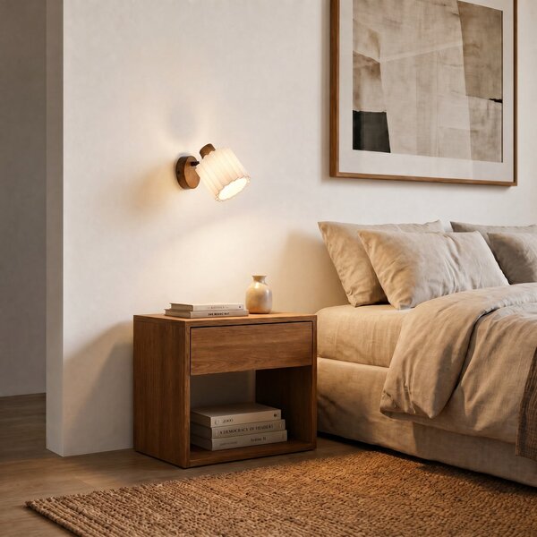 Lampă de perete Lindby, Shiloh, reglabil, Lemn, Camera de zi, Țesătură / Textil, Modern