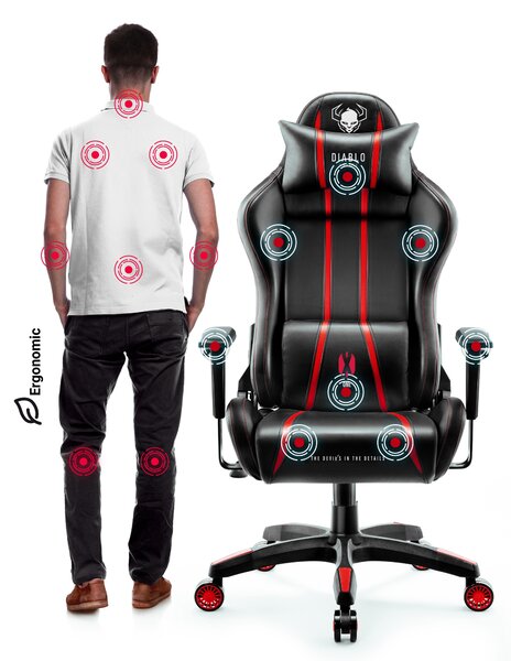 Scaun gaming Diablo X-One 2.0 Normal Size: negru-roșu