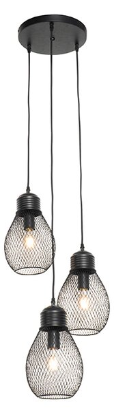 Lampă suspendată design negru cu 3 lumini - Raga