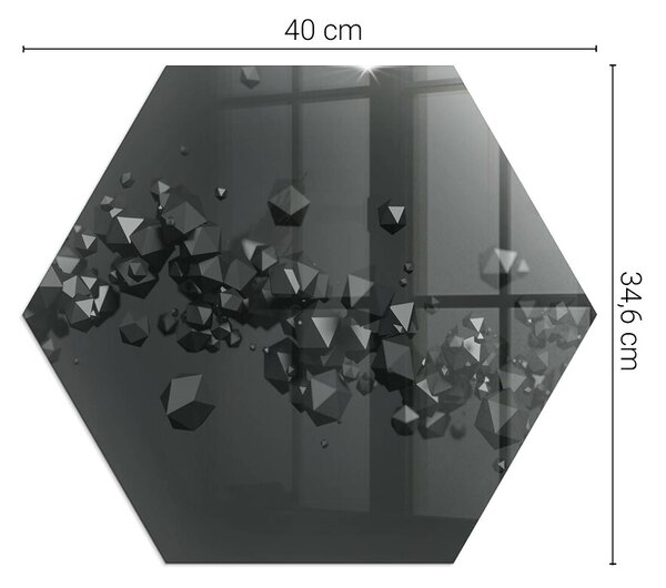 Placă hexagonală din sticlă pentru șemineu Forme abstracte de nori în solide