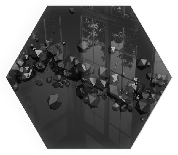 Placă hexagonală din sticlă pentru șemineu Forme abstracte de nori în solide