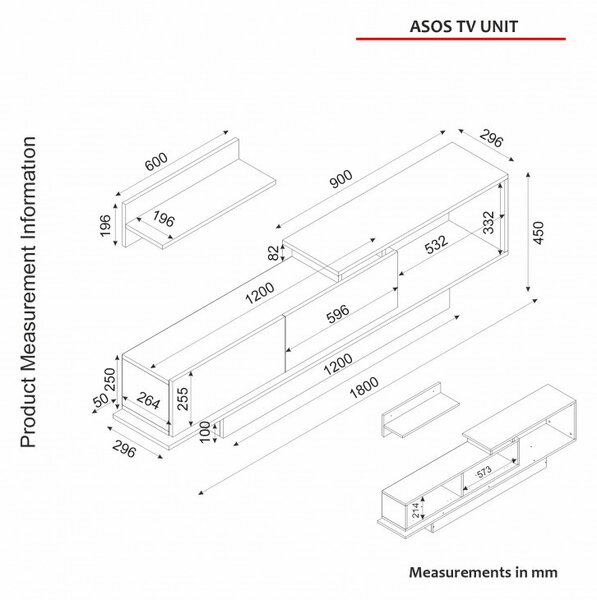 Ansamblu Comoda TV Asos Alb-Walnut